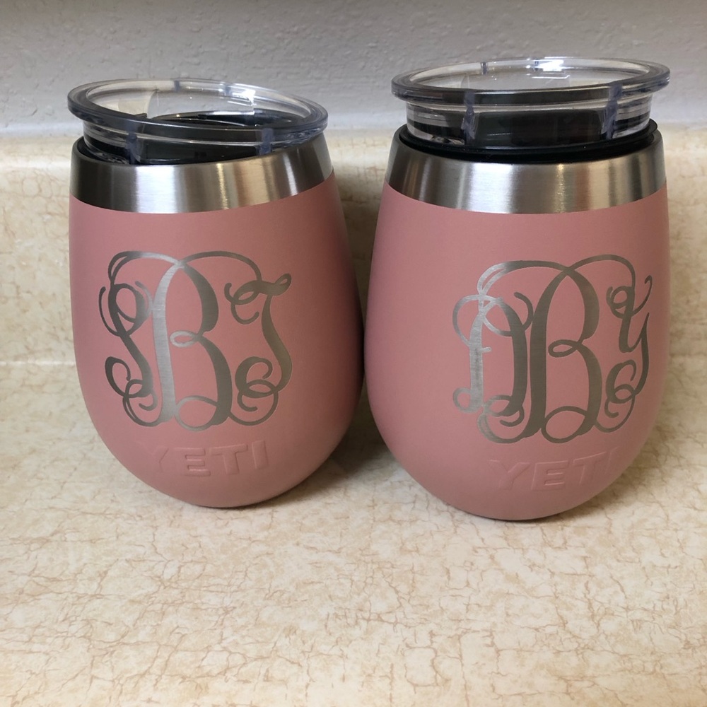 Yeti Monogrammed Wine Tumblers in Pink Sand - Set of 2